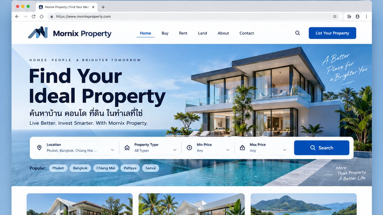 ตัวอย่างเว็บไซต์ Mornix Property